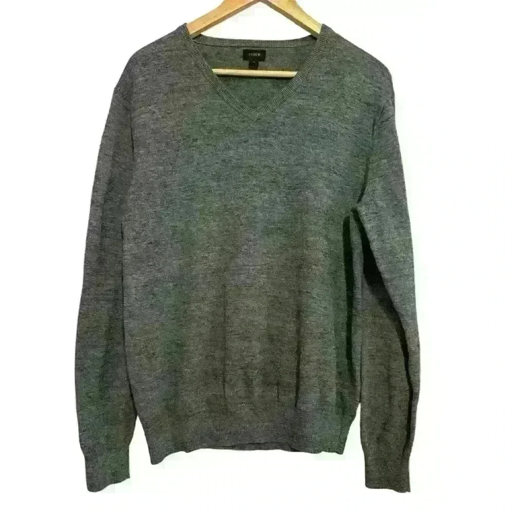 J. Crew Gray V-Neck Lightweight Cotton Men’s Sweater Size Medium
